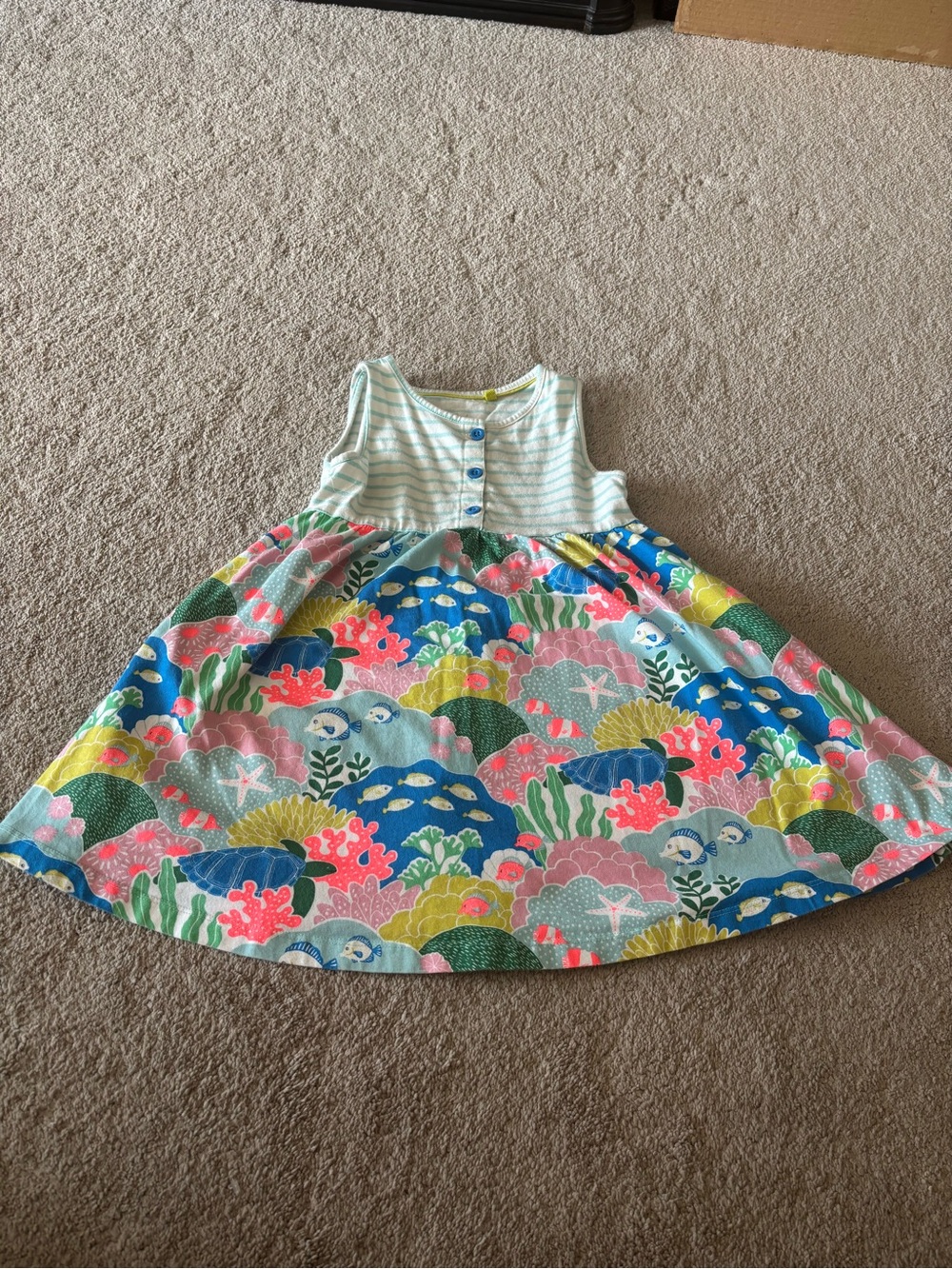 Mini Boden Mint Stripe Top Sea Life Print Dress - Multicolor